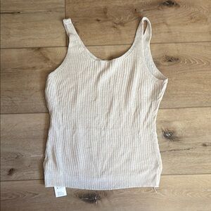 Cupshe Cream Ribbed Sleeveless Tank Top